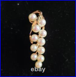 Mikimoto Pearl Brooch and Earrings Set in 14K Gold