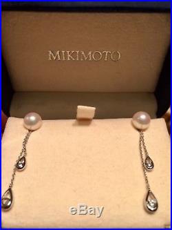 Mikimoto Pearl & Diamond matching earring and necklace set 18k white gold
