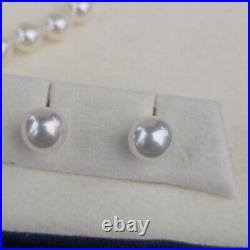 Mikimoto Pearl Set Necklace Stud Earrings 18k White Gold 3.5-7.5mm Graduated