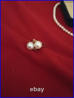 Miklmoto Pearls Earrings Ring And Necklace