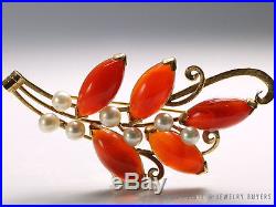 Ming's Hawaii Imperial Red Jade Pearl 14k Bracelet Brooch Earring Set Mings Jade