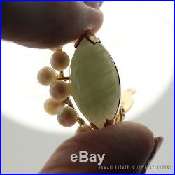 Ming's Hawaii Jade Pearl Earring Ring Set 14k Yellow Gold Mings Jewelry