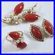 Ming-s-Hawaii-Red-Coral-Pearl-14k-Yellow-Gold-Brooch-Ring-Earrings-Set-01-ser