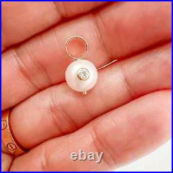 Mini Pearl with Bezel Set Diamond Charm 14K Gold