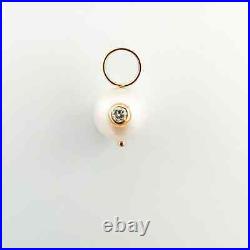 Mini Pearl with Bezel Set Diamond Charm 14K Gold