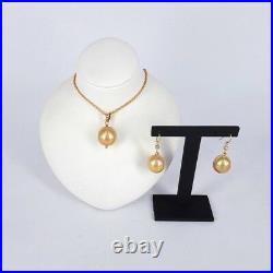 Miran 9K Yellow Gold Golden South Sea Pearl Earring and Necklace Set RRP$1189