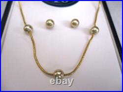 Misaki Stud Pierced Earrings & Matching X-Treme Luster Pearl Necklace ISOLA Gold