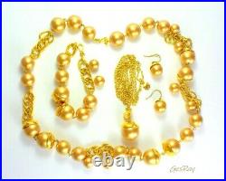 Monet Jewelry Set of 4 Chunky Runway 2 Necklaces, Pierced Earrings, Bracelet
