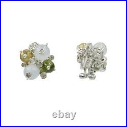 Moonstone, Tourmaline, Citrine & Diamond Ring & Earrings Set, 14k White Gold