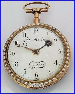 Moricand A Gold Enamel And Pearl Set Verge Watch Signed Cht Circa 1780
