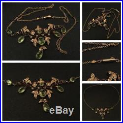 Most Gorgeous Edwardian 15ct Gold Necklace Set With Peridot & Pearls Circa 1902
