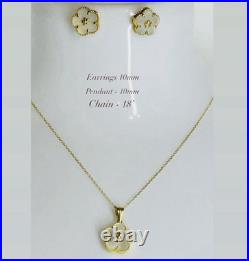 Mother Of Pearl 5 Petal Flower In 18k Real Gold Set