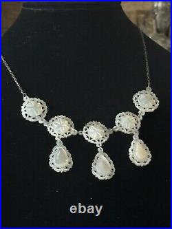 Mother Of Pearl' Jerusalem'necklace bracelet and earring set