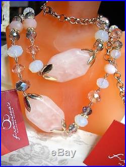 Mother's Day Rose Quartz Swarovski Crystals Set Gold Fi Francisca Majorca Pearls