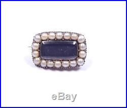 Mourning brooch victorian pearl set 9 carat gold