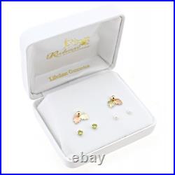 Mt. Rushmore Small 10K Yellow Gold Earrings Jacket Trio Set Peridot, Pearl