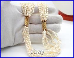 Multi Strand(10) Fresh Water Pearl 18.5 Necklace & 8 Bracelet Set. Gold Plated