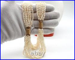 Multi Strand(10) Fresh Water Pearl 18.5 Necklace & 8 Bracelet Set. Gold Plated