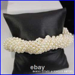 Multi-Strand Pearl 14K Yellow Gold Necklace 22 & Bracelet Set with Beehive Clasps