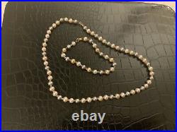 Multicolored Pearl And 14k Gold Necklace And Bracelet Set 17 Necklace, 7.5