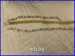 Multicolored Pearl And 14k Gold Necklace And Bracelet Set 17 Necklace, 7.5