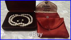 My Grandmas Estate Vintage Mikimoto 14K 585 Gold 7mm Pearl Necklace Earrings SET