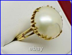 NEW 15mm MABE PEARL RING 14K SOLID GOLD ONE OF A KIND SETTING RET $1550 Size 5.5