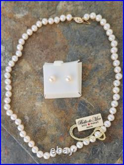 NEW Belle de Mer Cultured Freshwater Pearl Earrings & Necklace Set in 14k