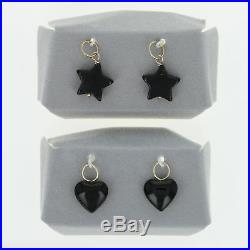 NEW Hoop Earrings with Earring Enhancers Set 14k Gold Onyx Pearl Malachite CZs