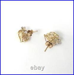 NEW Japanese Cultured Pearl & Diamonds set in Solid 14K Yellow gold Earring