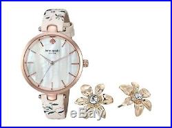 NEW Kate Spade Women's Holland Watch & Earring Set KSW1422B Pink Floral Pearl