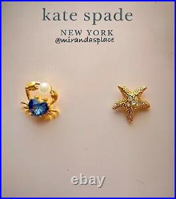 NEW kate spade Gold-Tone Zirconia Pearl Heart Crab Necklace & Earrings Set