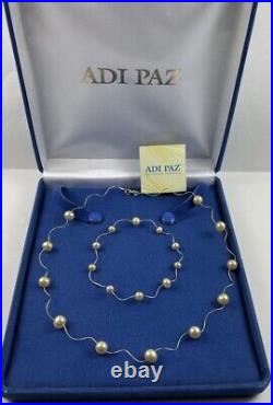 NWOT ADI PAZ 14 K Yellow Gold and Golden Pearl Necklace And Bracelet Set