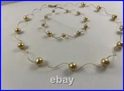 NWOT ADI PAZ 14 K Yellow Gold and Golden Pearl Necklace And Bracelet Set