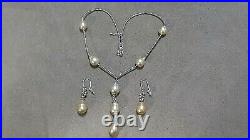 NWOT Ruelala SS 11 mm Golden South Sea Pearl 16 Y Necklace & Earring Set-RARE