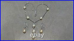 NWOT Ruelala SS 11 mm Golden South Sea Pearl 16 Y Necklace & Earring Set-RARE