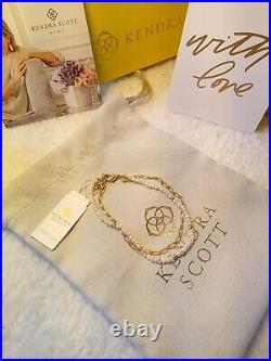 NWT&BOX Kendra Scott Beaded Camry Earrings & Bracelet Set in Gold/ White Pearl