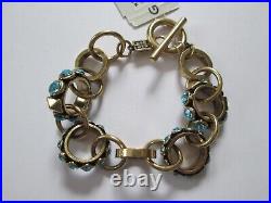 NWT Givenchy Pearl Blue Crystal Link Necklace Bracelet Ring 3 Piece Jewelry Set