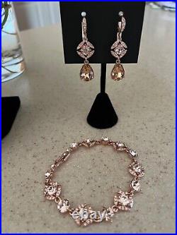 NWT-Givenchy Rose Gold Double Drop Earrings, Necklace & Bracelet Set
