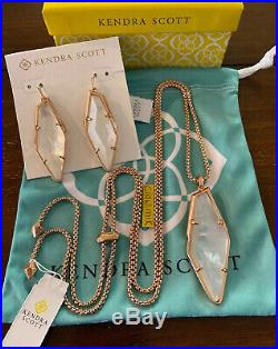 NWT Kendra Scott Set Beatrice Necklace & Bexley Earrings Rose Gold Ivory Pearl