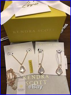 NWT Kendra Scott Set Cory Necklace & Carinne Earrings Rose Gold Ivory Pearl