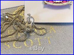 NWT Kendra Scott Set Delaney Pendant Necklace & Elle Drop Earrings Gold Magenta
