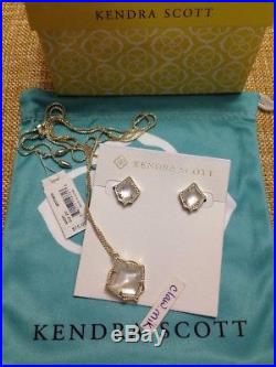 NWT Kendra Scott Set Kacey Pendant Necklace/ Kirstie Earrings Gold Ivory Pearl