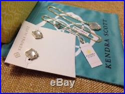 NWT Kendra Scott Set Kacey Pendant Necklace/ Kirstie Earrings Gold Ivory Pearl