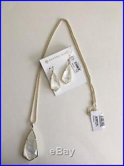 NWT Kendra Scott Set Necklace/Earrings Gold Ivory Pearl