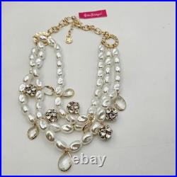 NWT Lilly Pulitzer faux pearl Rhinestone set 22 Necklace & Bracelet Gold Tone