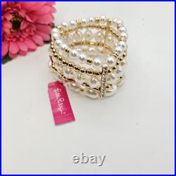 NWT Lilly Pulitzer faux pearl Rhinestone set 22 Necklace & Bracelet Gold Tone