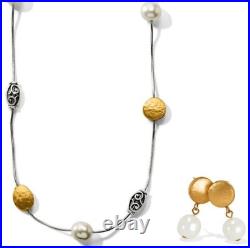 NWTag Brighton MEDITERRANEAN WHITE PEARL Long Necklace Earrings Set MSRP $150