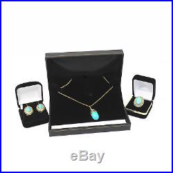 NYJEWEL Brand New 18k Gold Turquoise Pearl Necklace Earrings Ring Suite Set