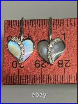 Na Hoku 14K White Gold Mother Of Pearl Diamond Heart Earrings And Pendant Set